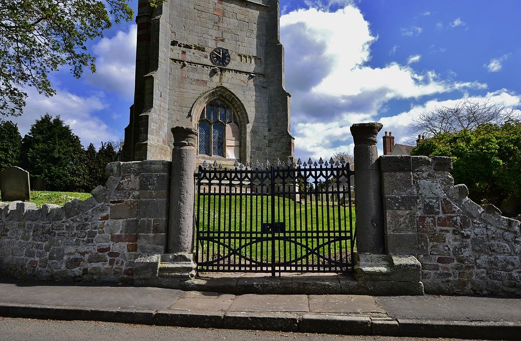 Two Roman columns reused as gate piers at St Andrew's Church, Wroxeter by HARTLEPOOLMARINA2014